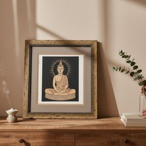 Buddha Art in Black and Gold Frame
